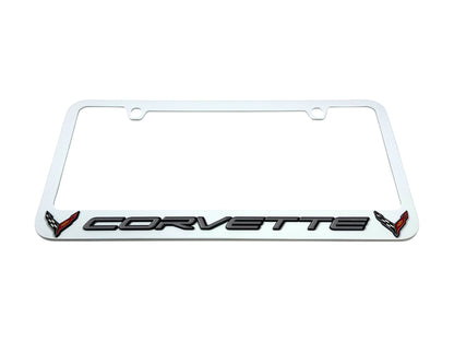 Chevrolet Corvette C8 White License Plate Frame