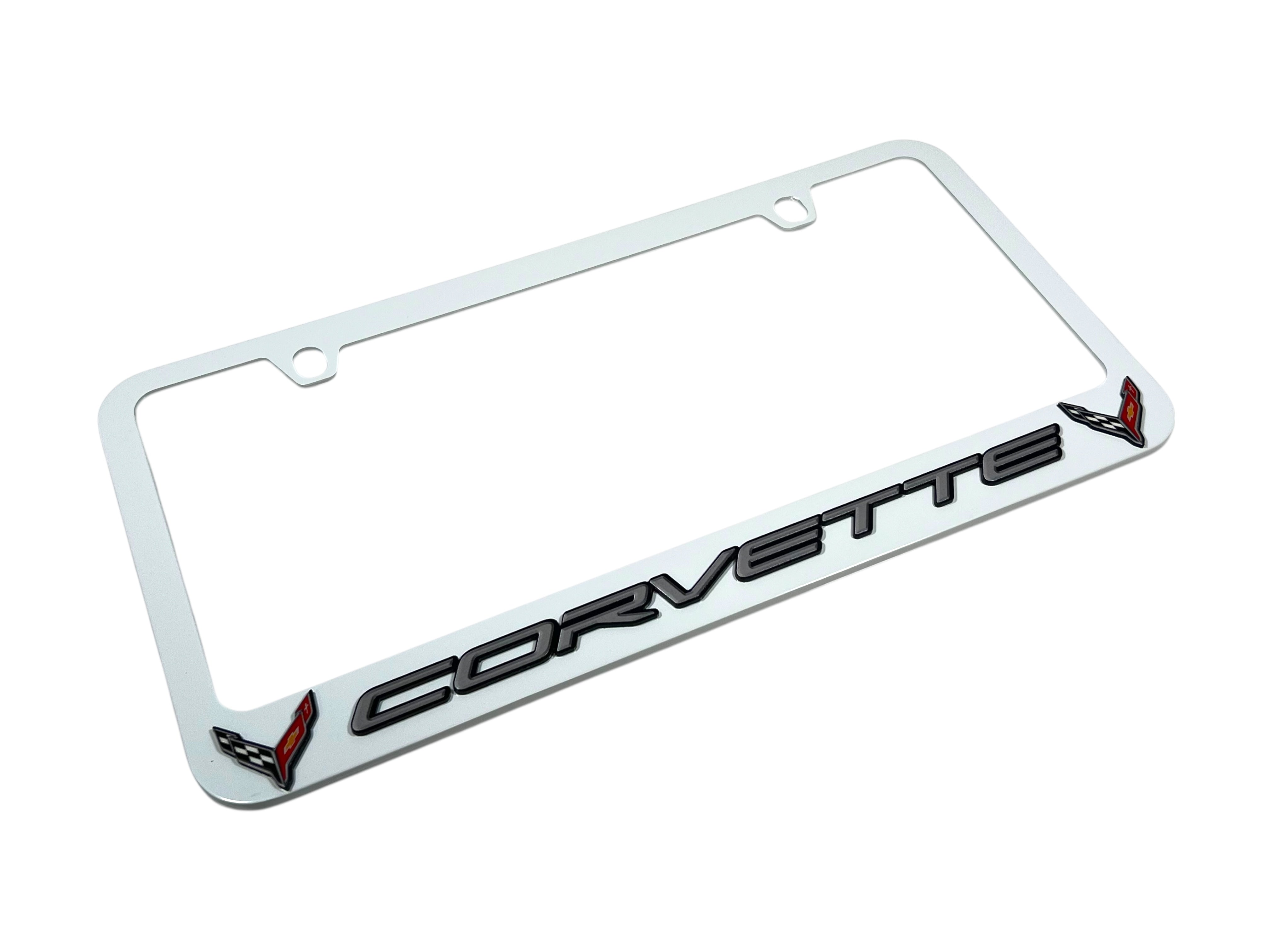 Chevrolet Corvette C8 White License Plate Frame