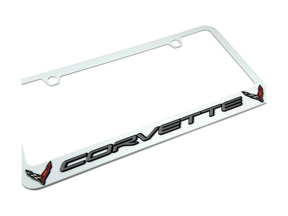 Chevrolet Corvette C8 White License Plate Frame