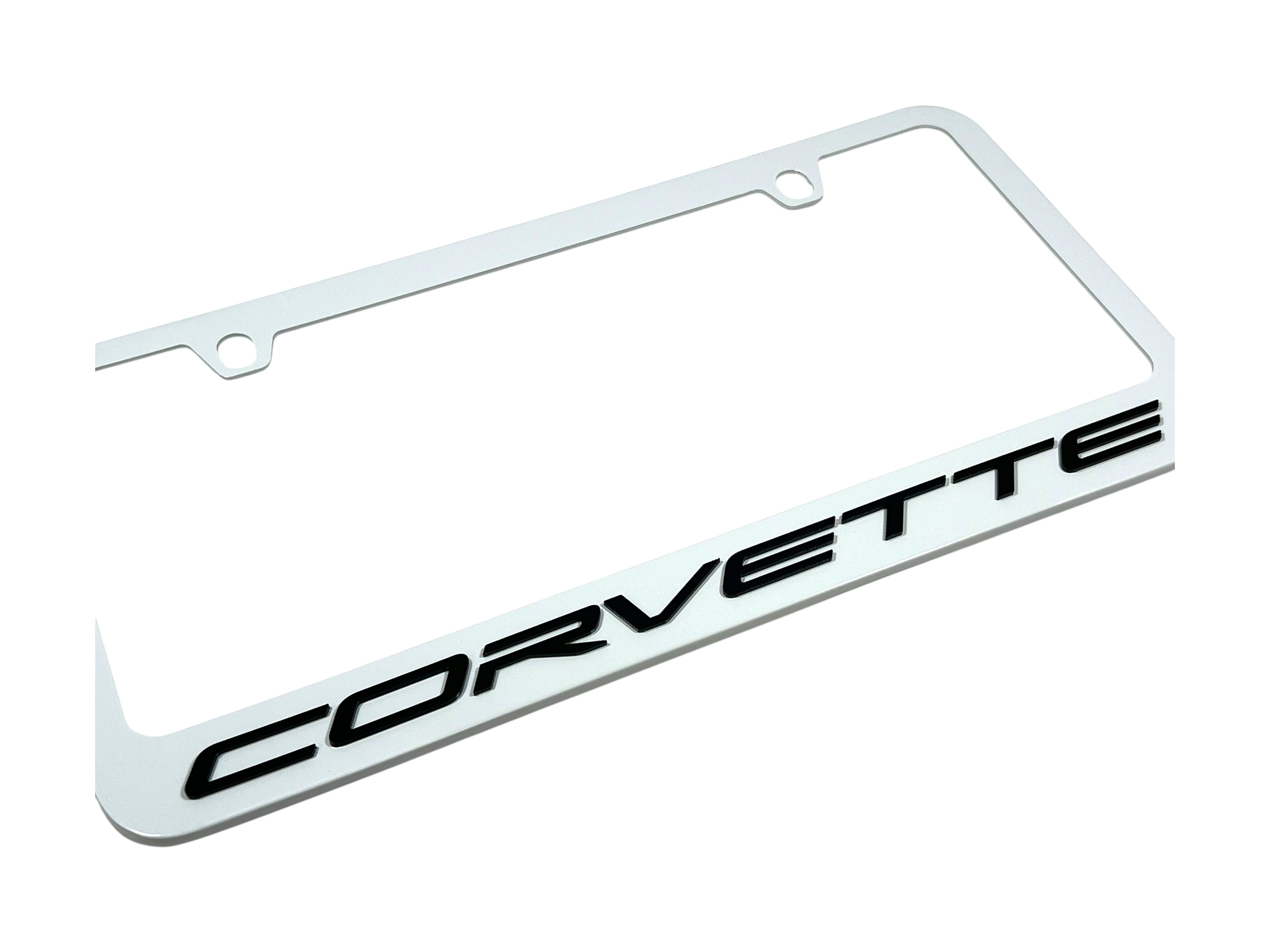 Chevrolet Corvette C8 White License Plate Frame