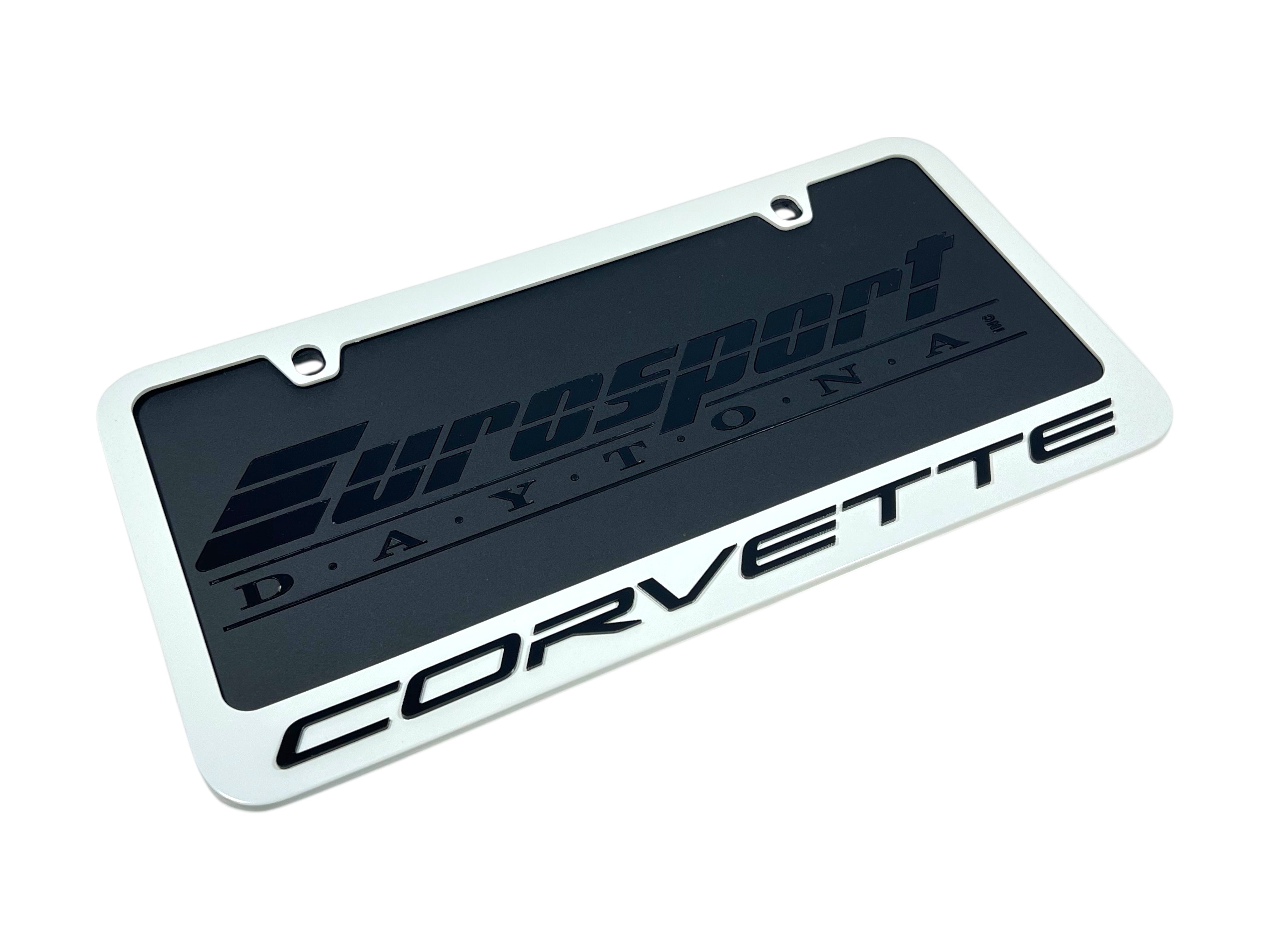 Chevrolet Corvette C8 White License Plate Frame