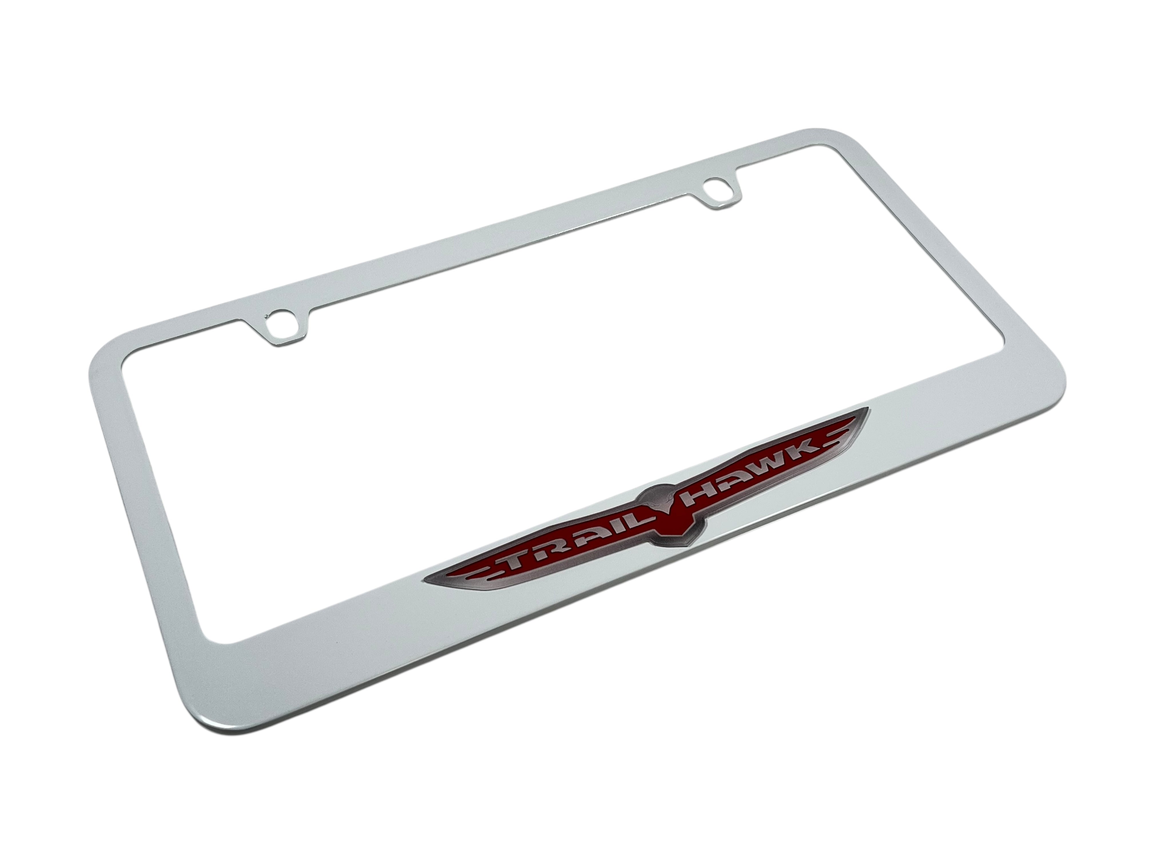 Jeep Trail Hawk White License Plate Frame