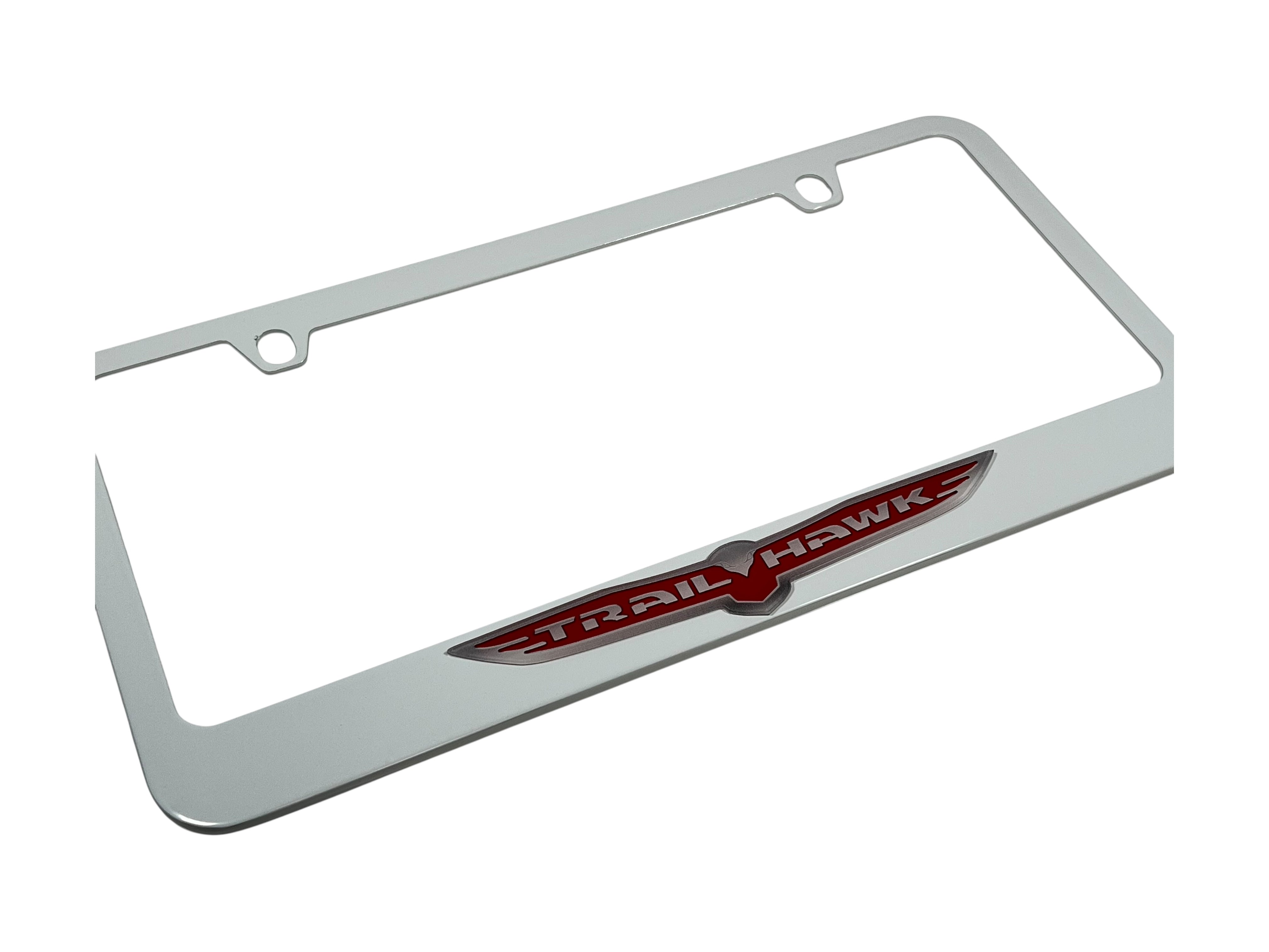 Jeep Trail Hawk White License Plate Frame