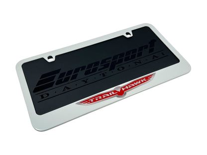 Jeep Trail Hawk White License Plate Frame