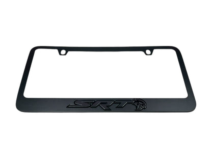 a black license plate frame for a car