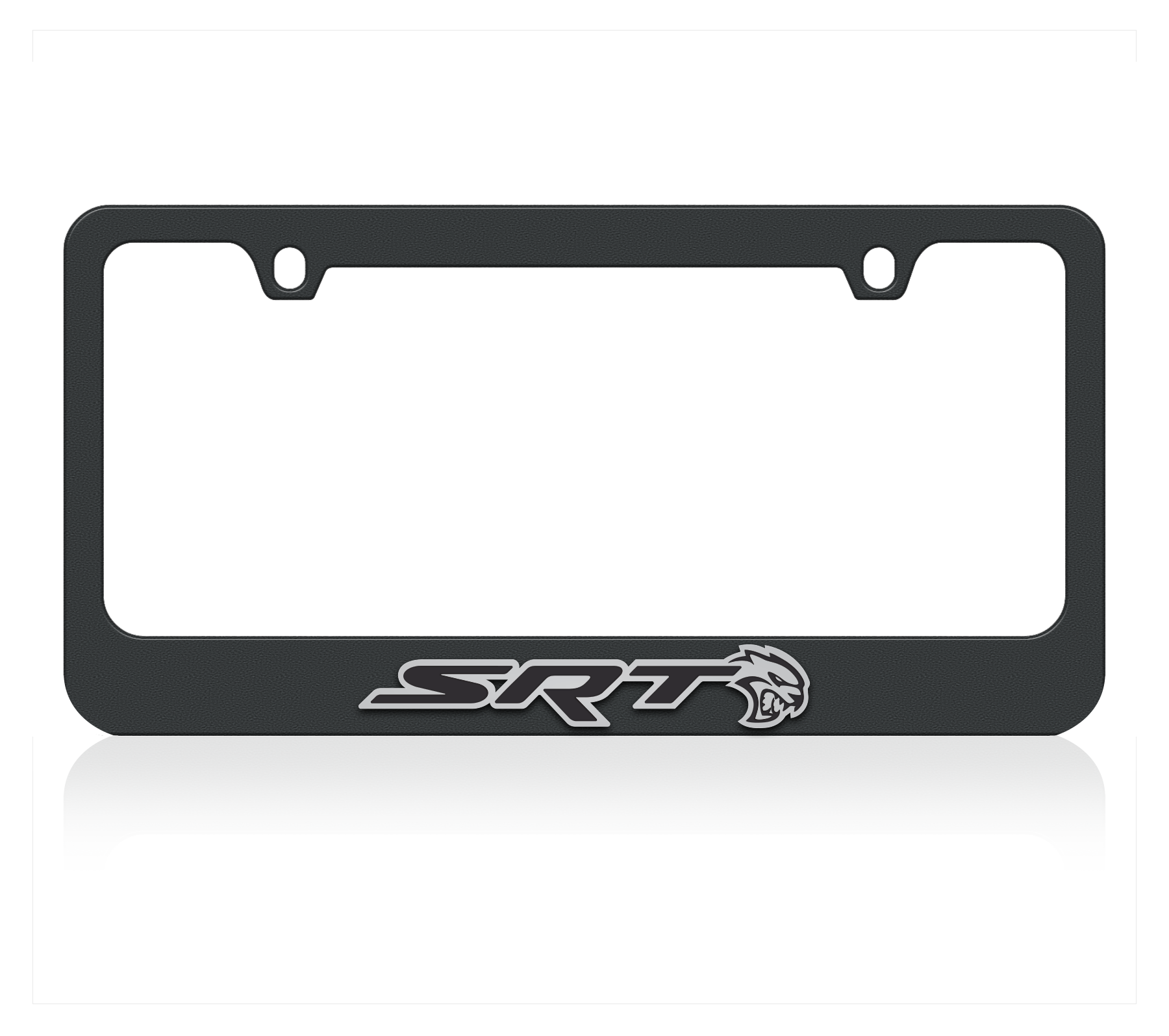 a black license plate frame with the word srp on it