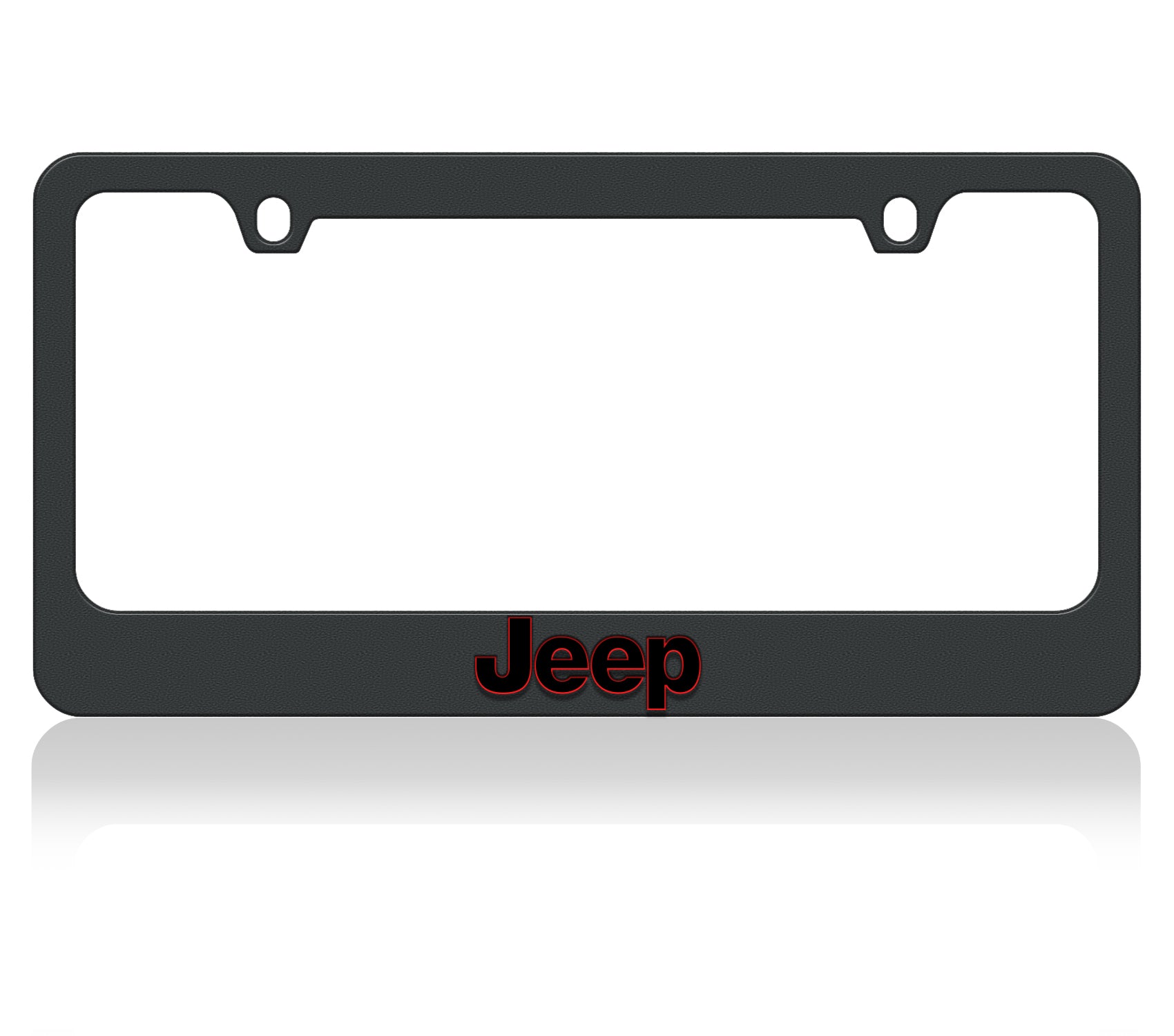 a jeep license plate frame with the word jeep on it