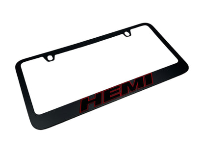 a license plate frame with the word hemi on it