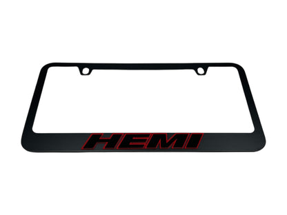 a license plate frame with the word hemi on it