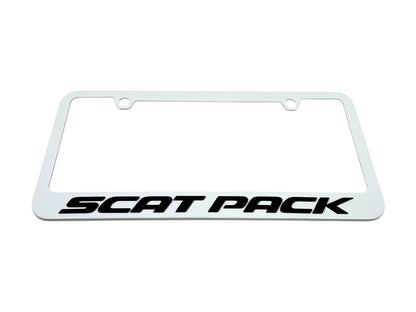 Dodge Scat Pack White License Plate Frame