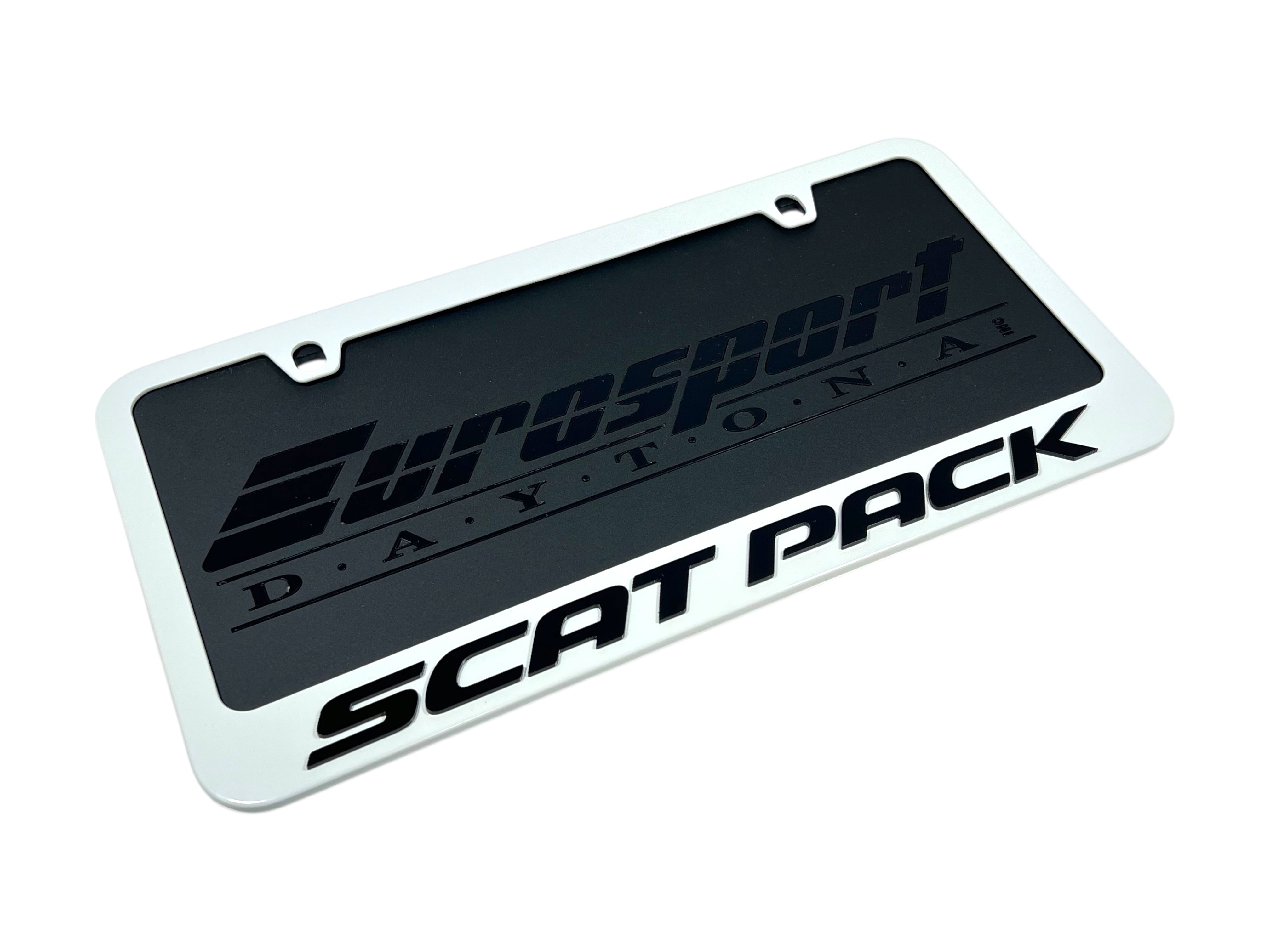 Dodge Scat Pack White License Plate Frame