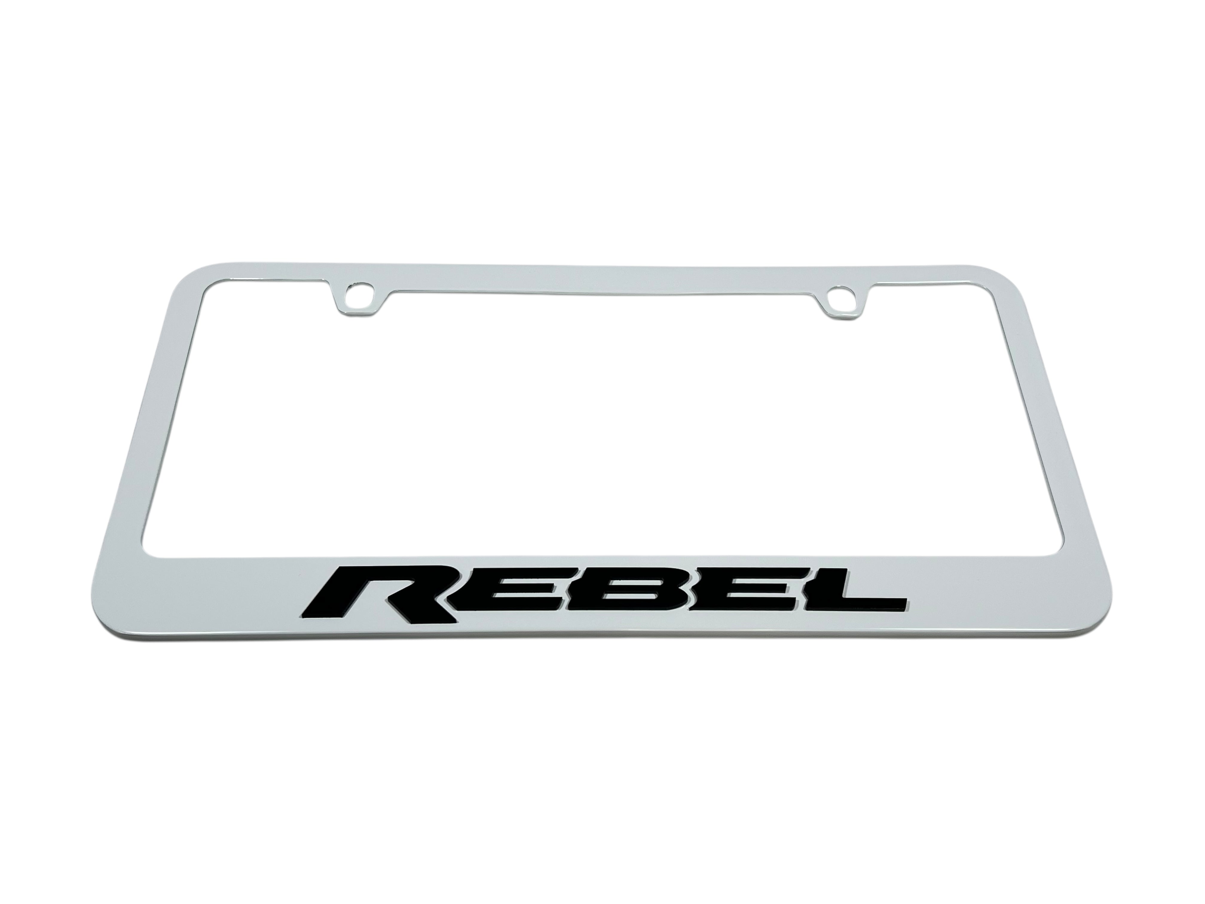 Ram Rebel White License Plate Frame