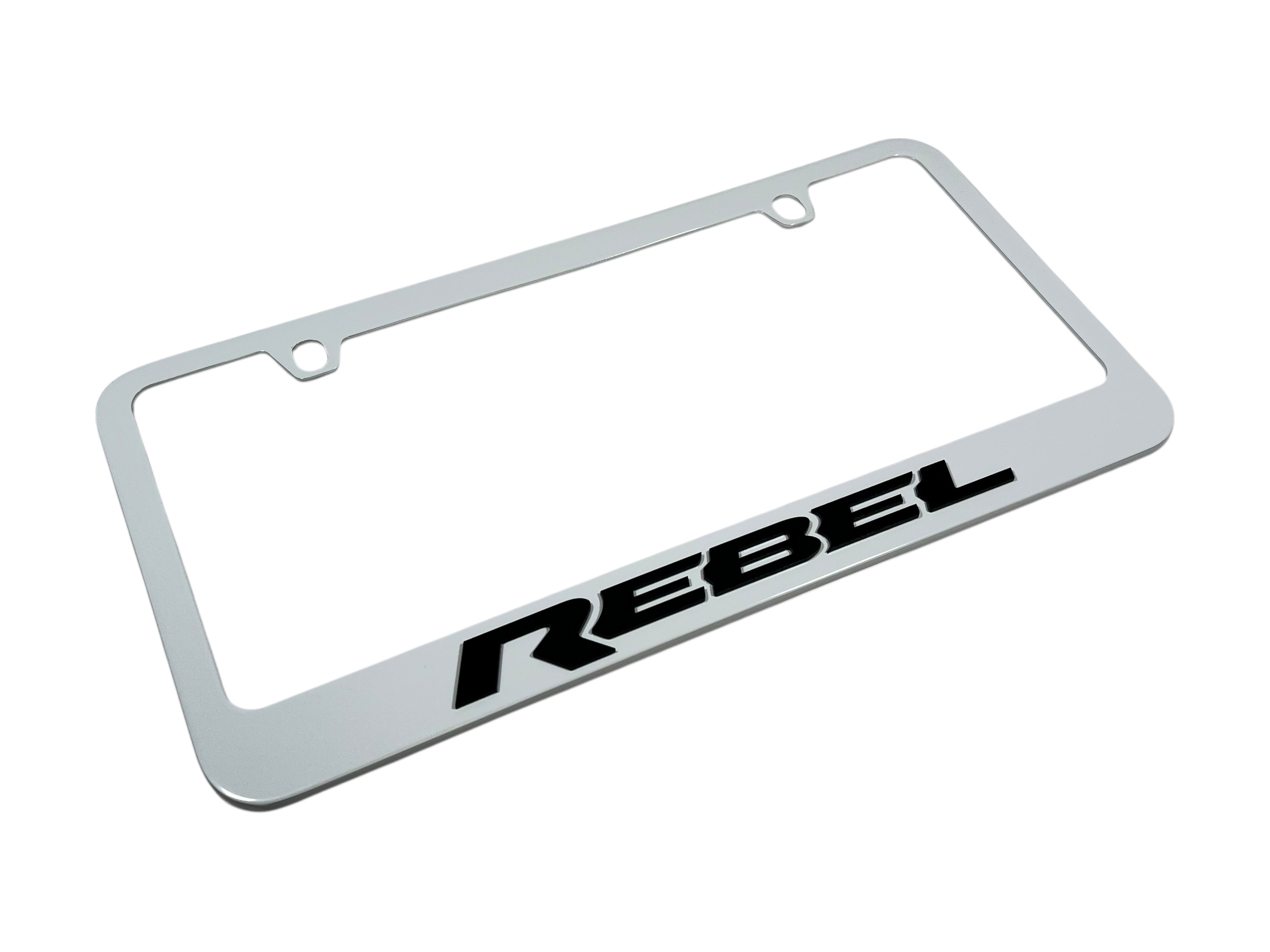 Ram Rebel White License Plate Frame