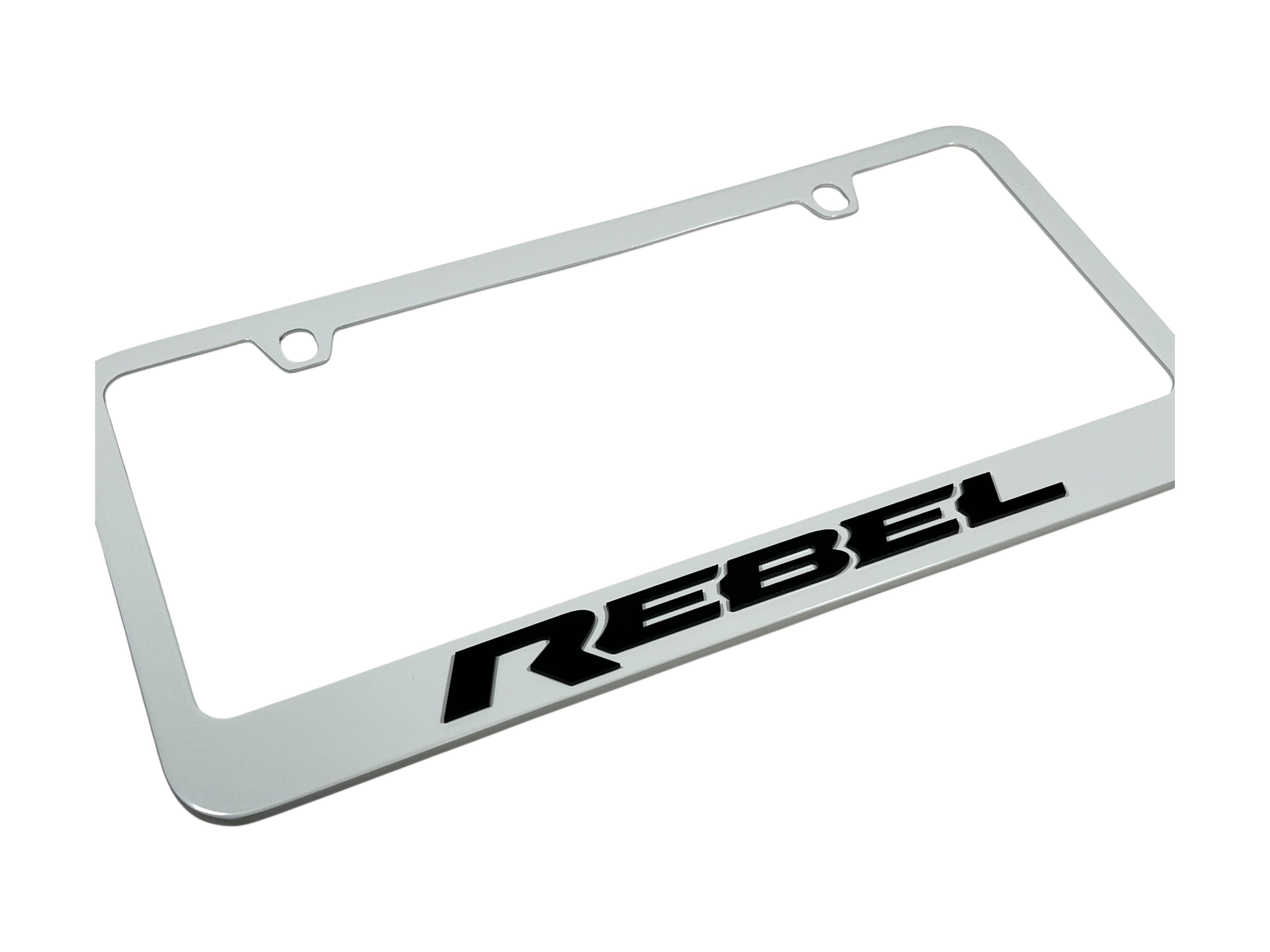 Ram Rebel White License Plate Frame