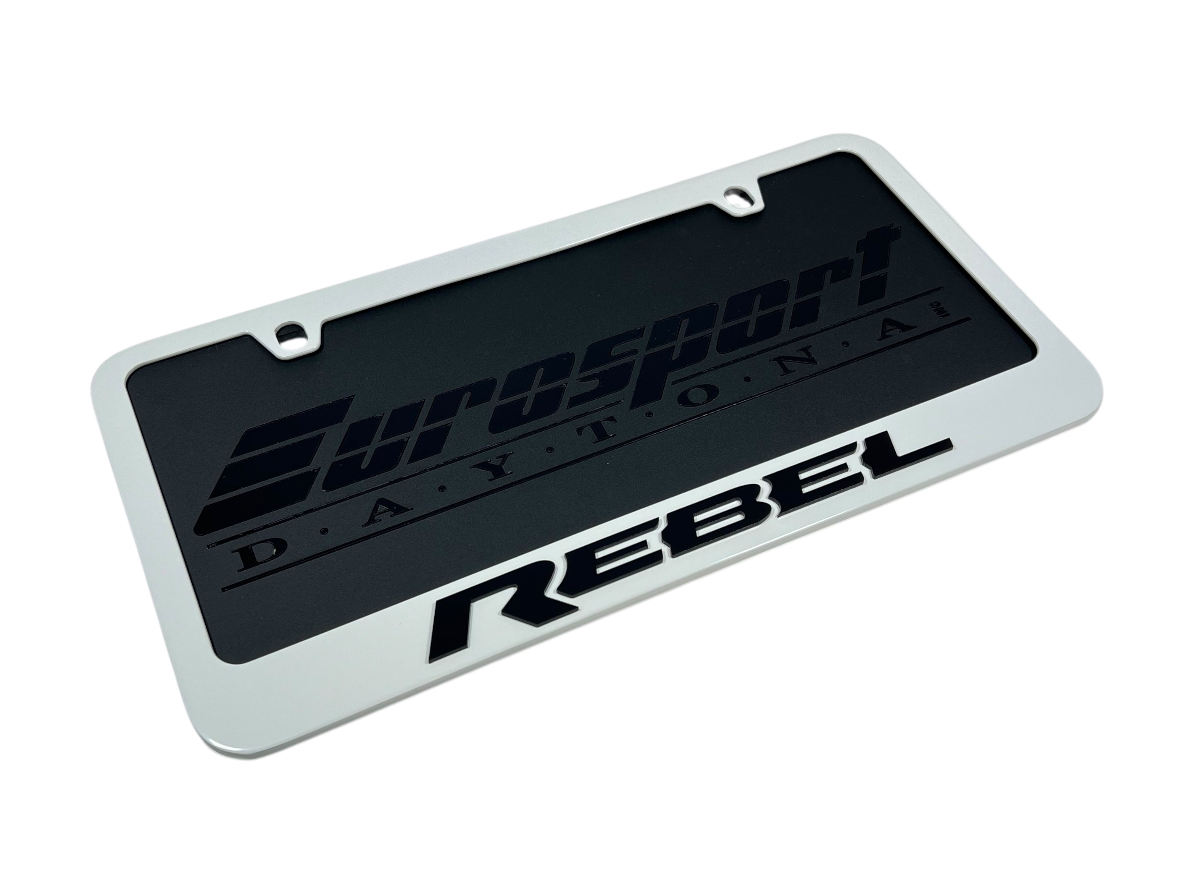 Ram Rebel White License Plate Frame