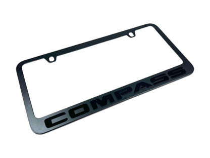 Jeep Compass Blacked Out Black License Plate Frame