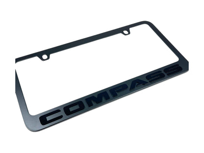 Jeep Compass Blacked Out Black License Plate Frame