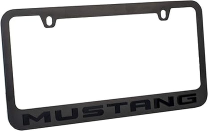 a license plate frame with the word mustang on it