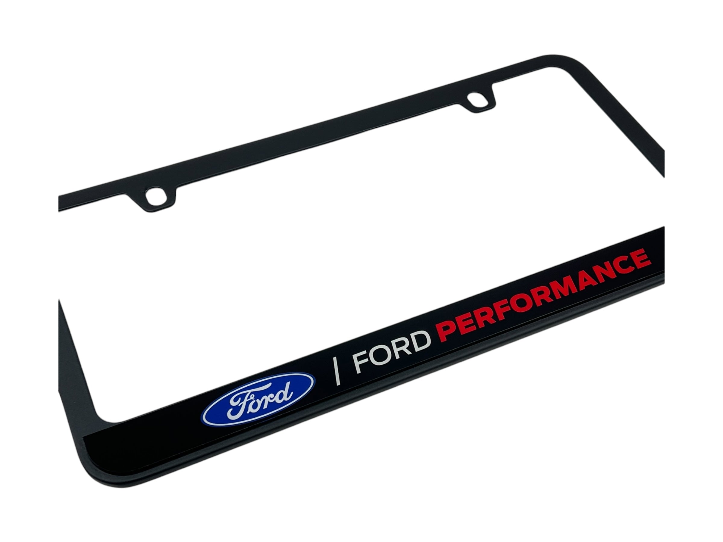 a ford license plate frame with the ford performance logo