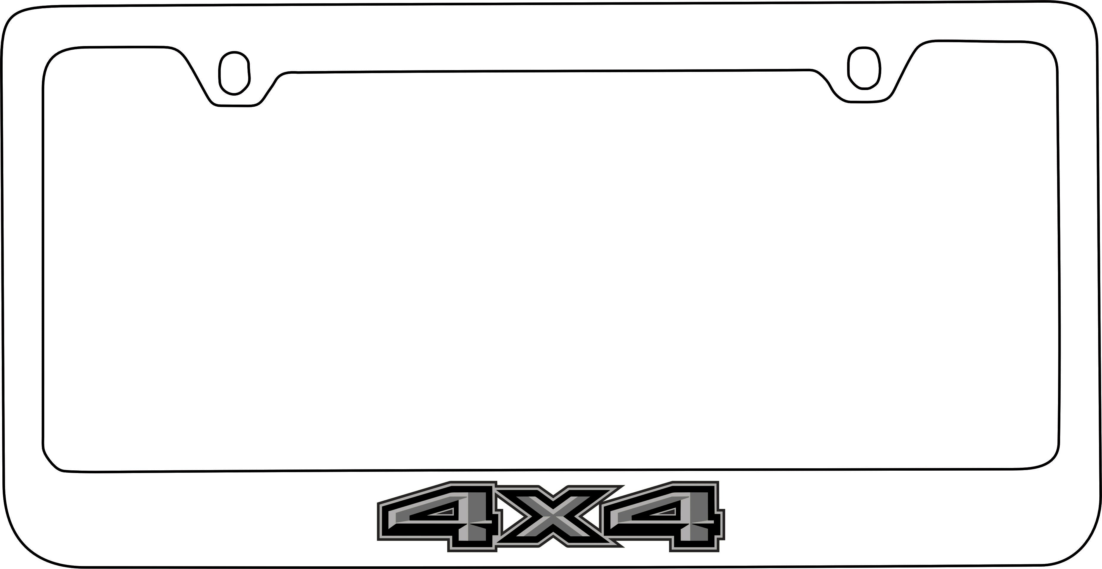Ford 4X4 Blacked Out White License Plate Frame