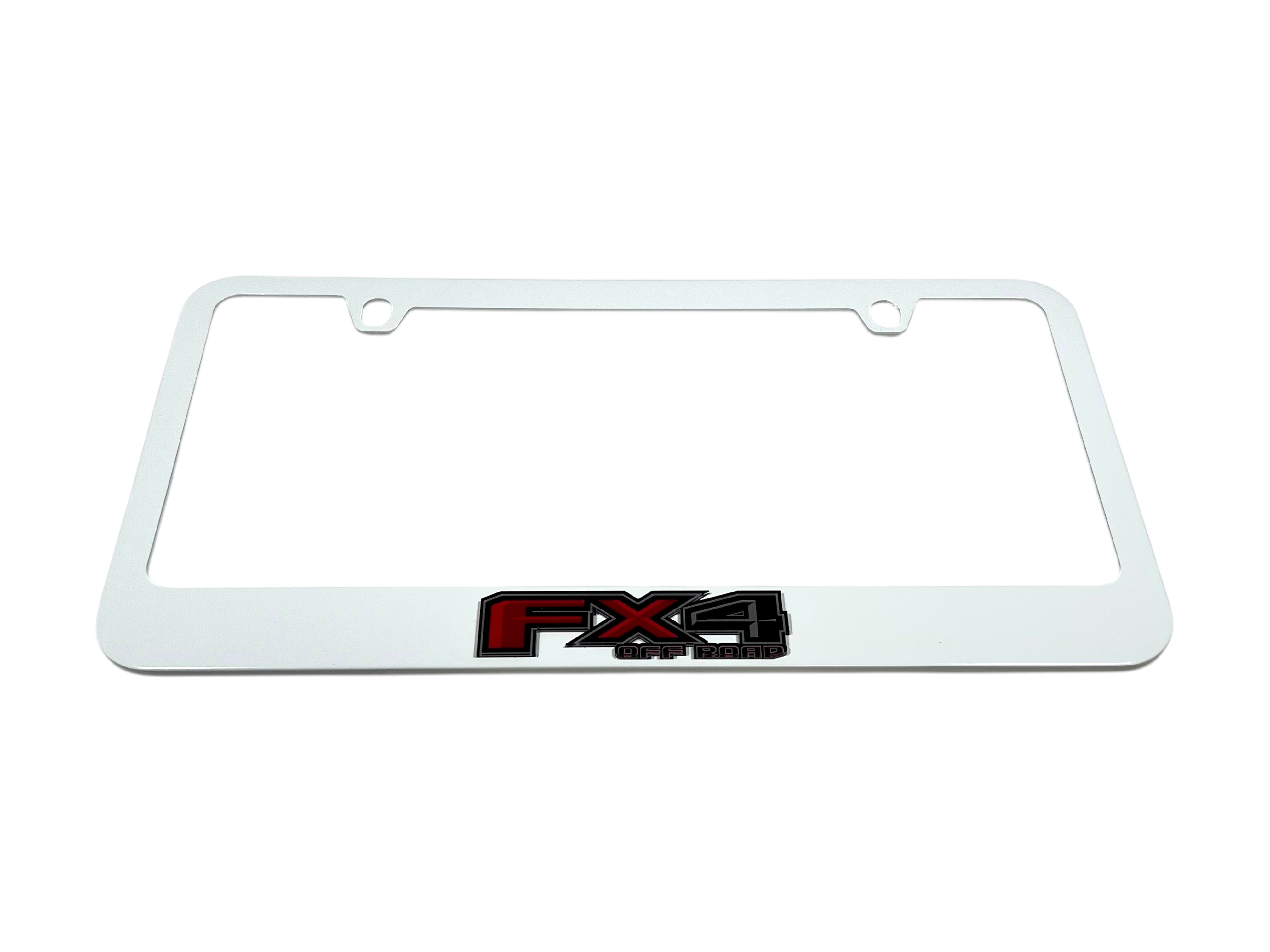Ford FX4 White License Plate Frame