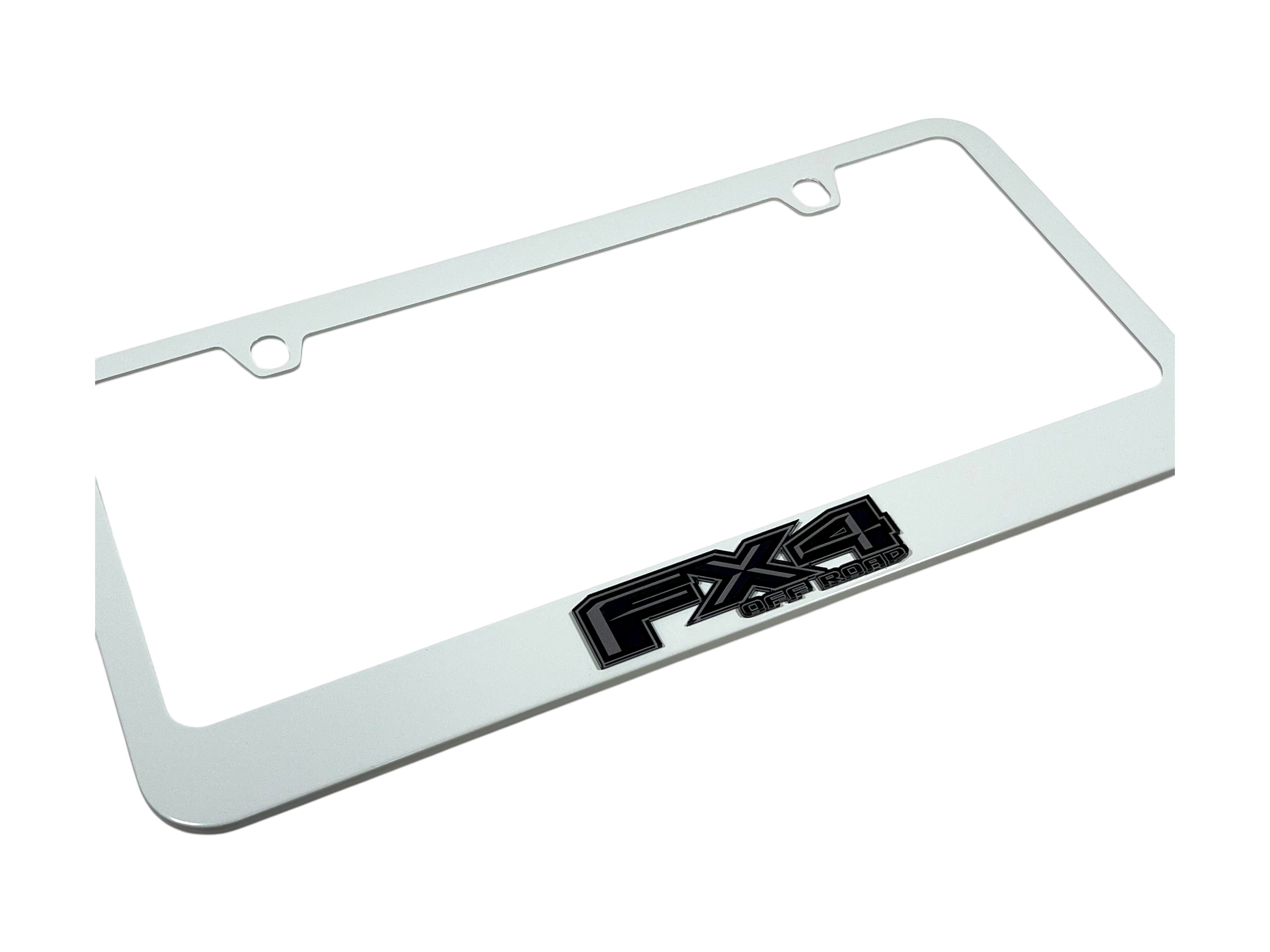 Ford FX4 Monochromatic White License Plate Frame
