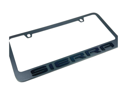 a license plate frame with the word sierra on it