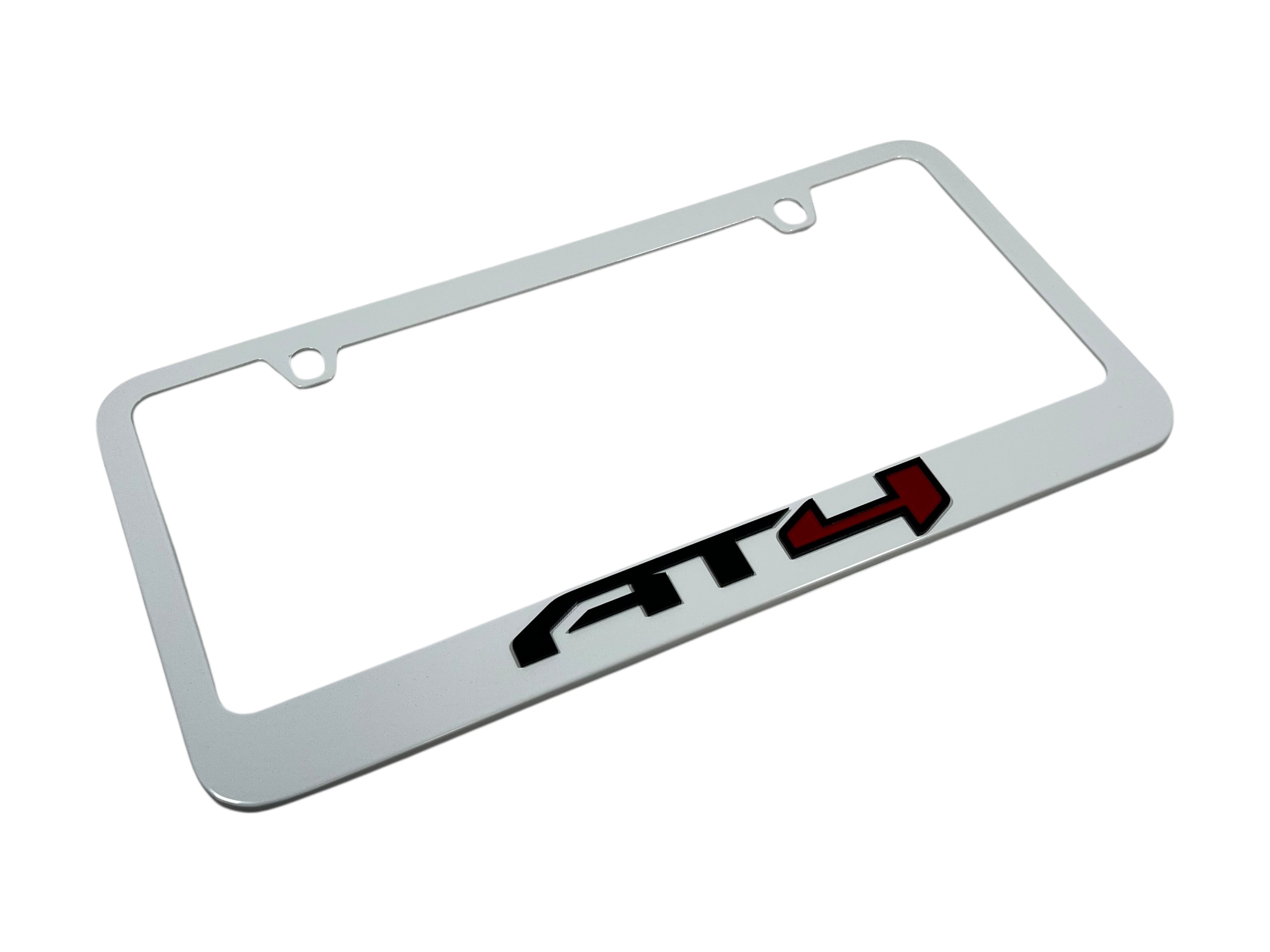 GMC AT4 White License Plate Frame