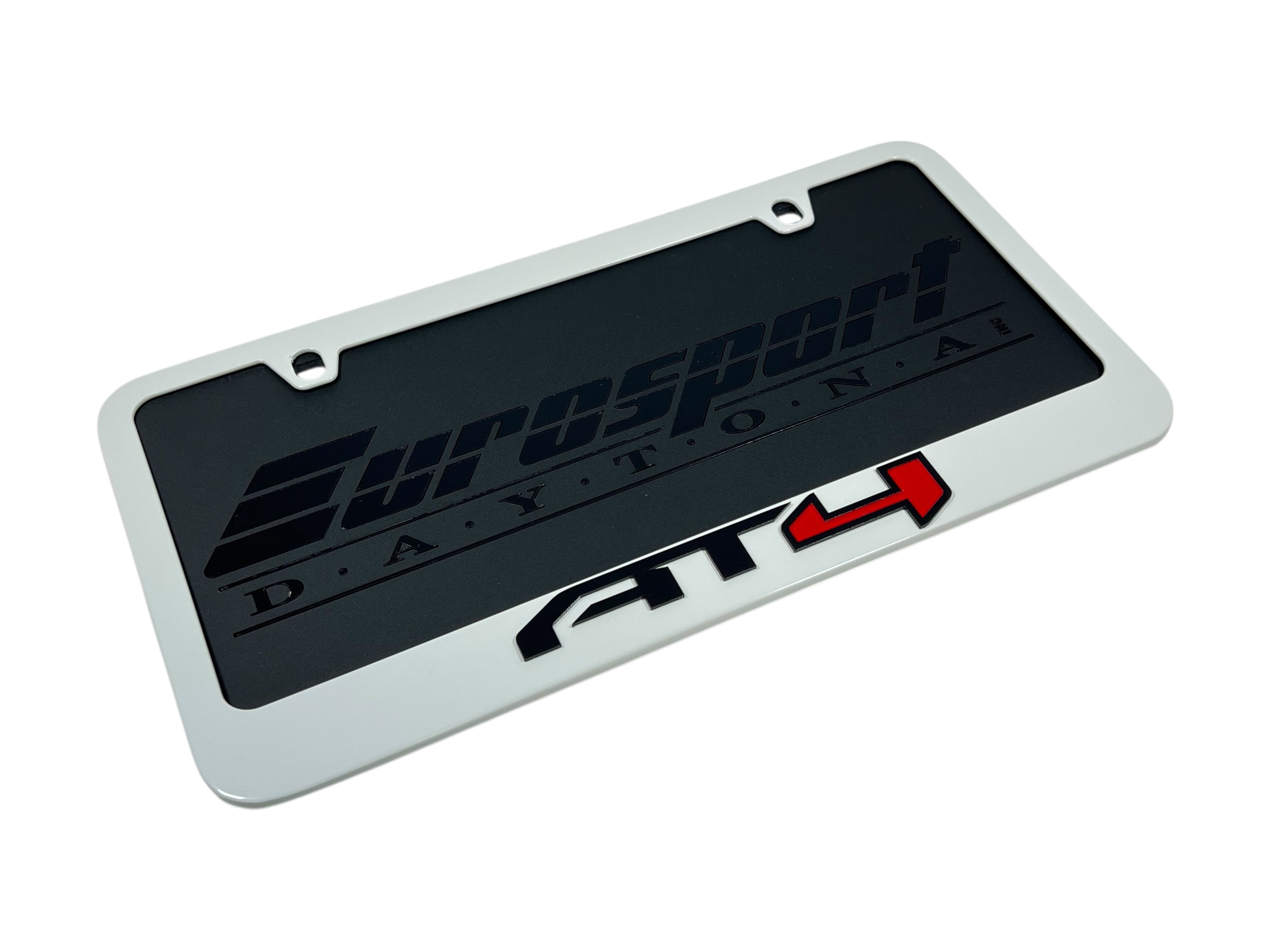 GMC AT4 White License Plate Frame
