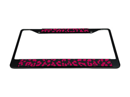 Leopard Print Black License Plate Frame