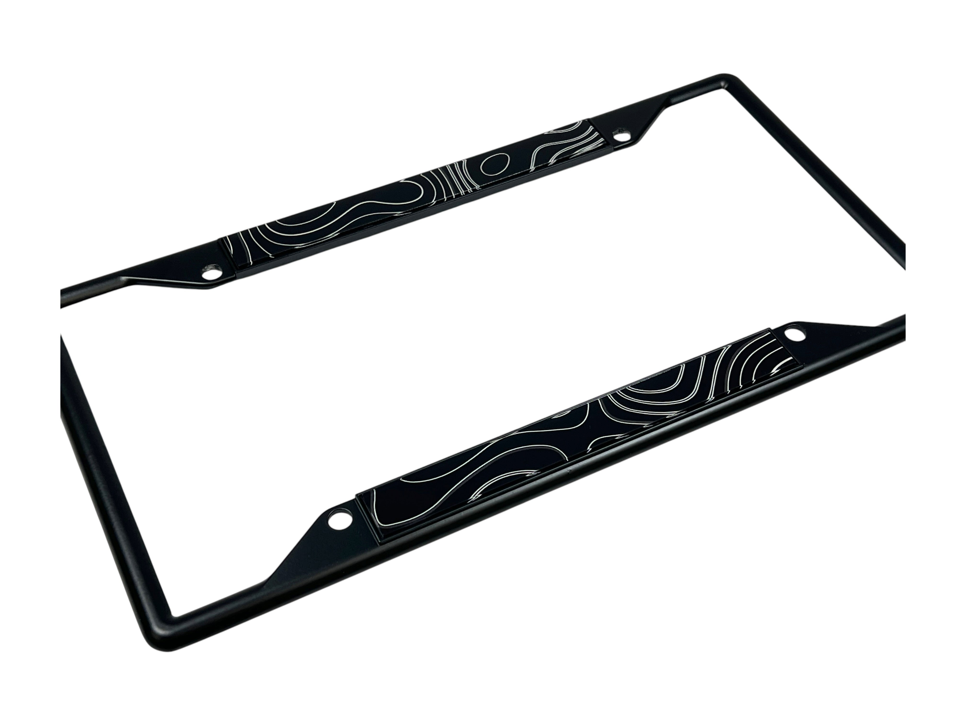 Topographic Map Black License Plate Frame
