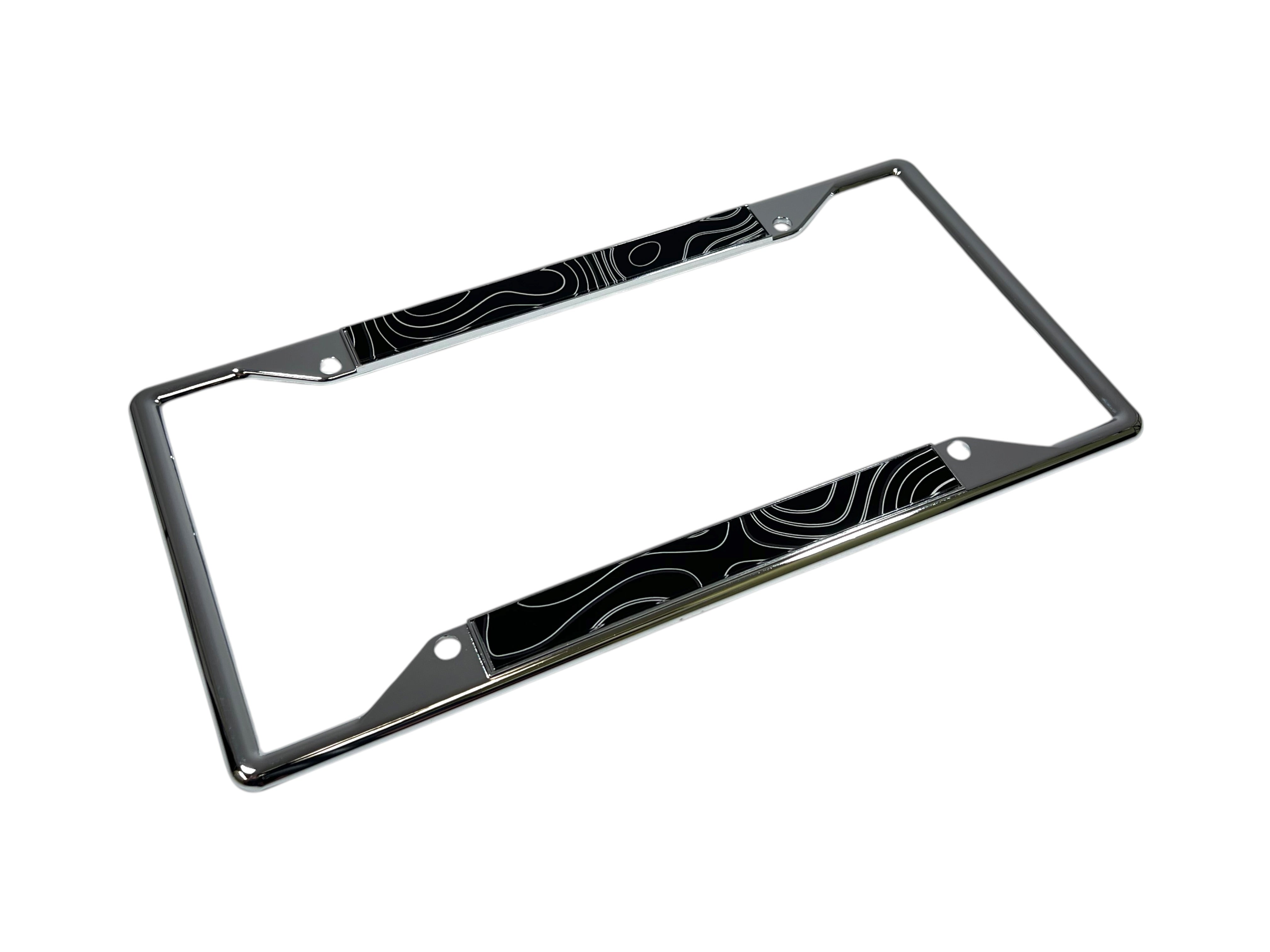 Topographic Map Chrome License Plate Frame