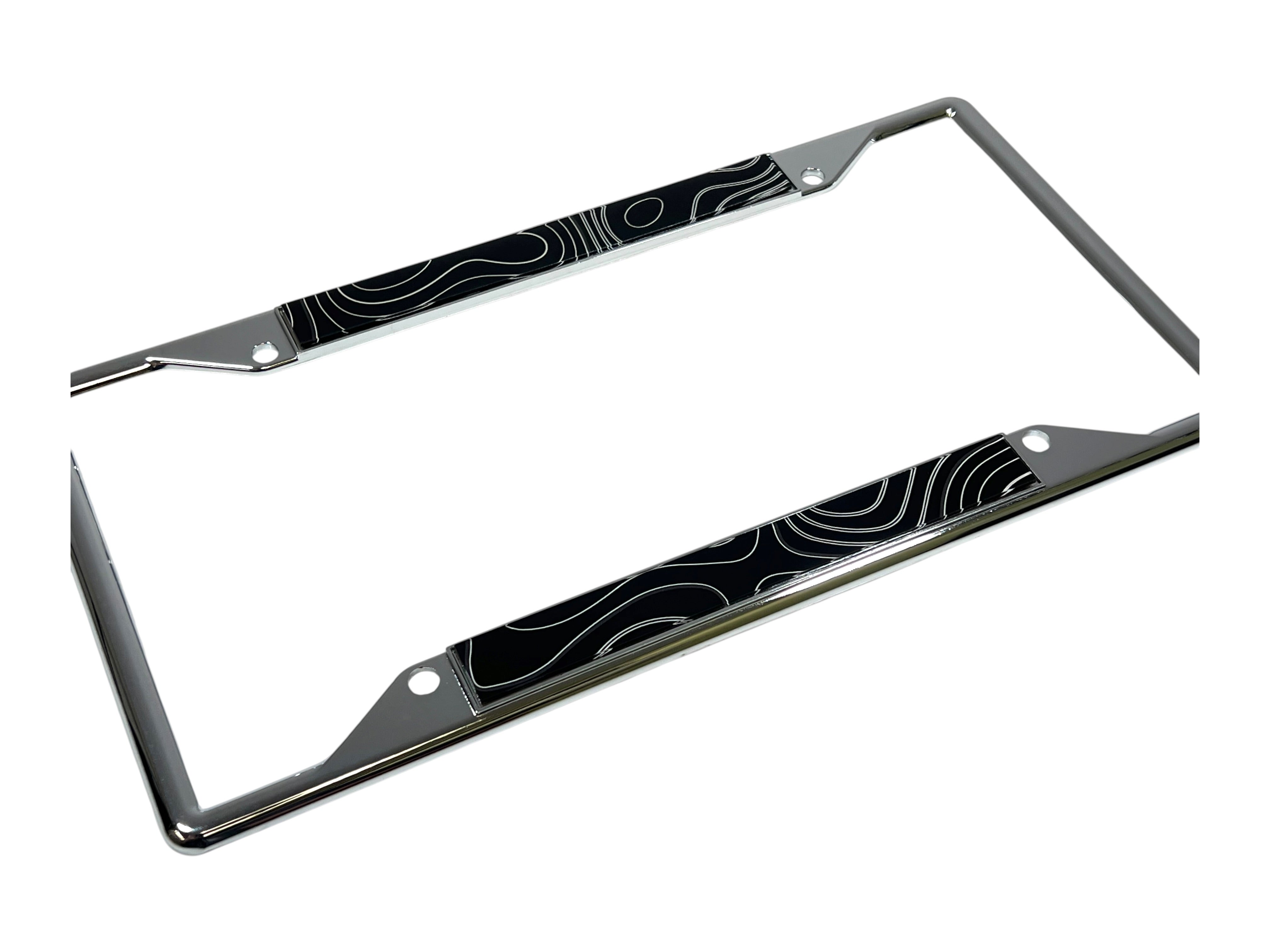 Topographic Map Chrome License Plate Frame