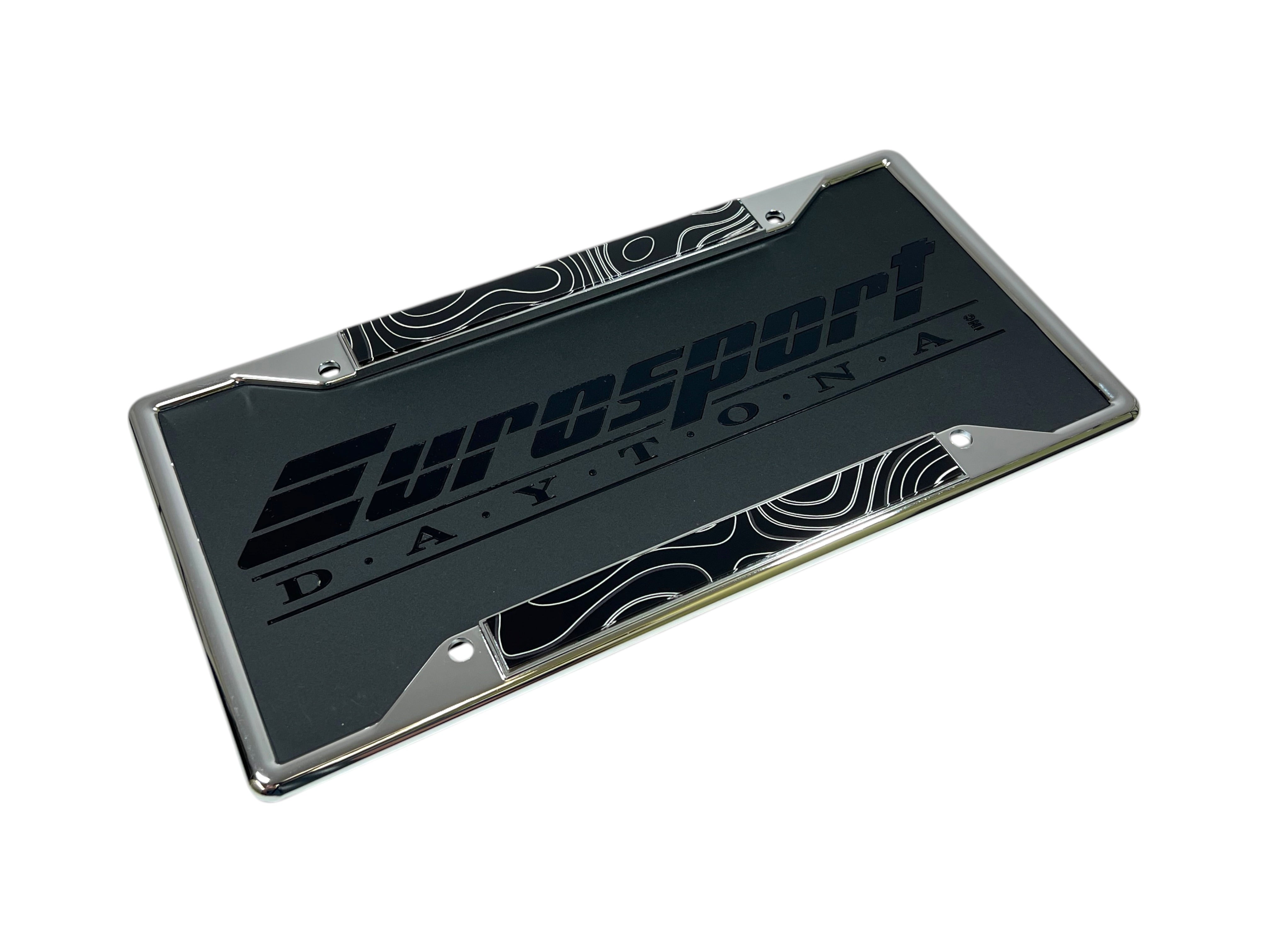 Topographic Map Chrome License Plate Frame