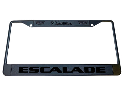 Cadillac Escalade Blacked Out Black License Plate Frame