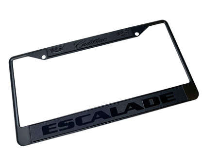 Cadillac Escalade Blacked Out Black License Plate Frame