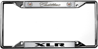 a chrome license plate frame with the word xlr on it