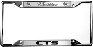 a chrome license plate frame with the word cts on it