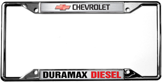 a chrome license plate frame with the chevrolet logo