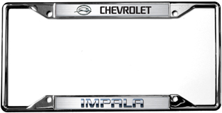 a chrome license plate frame with the word imppla on it