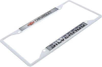 a white license plate with the word chevrolet on it