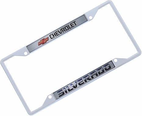 a chrome license plate frame with the chevrolet logo