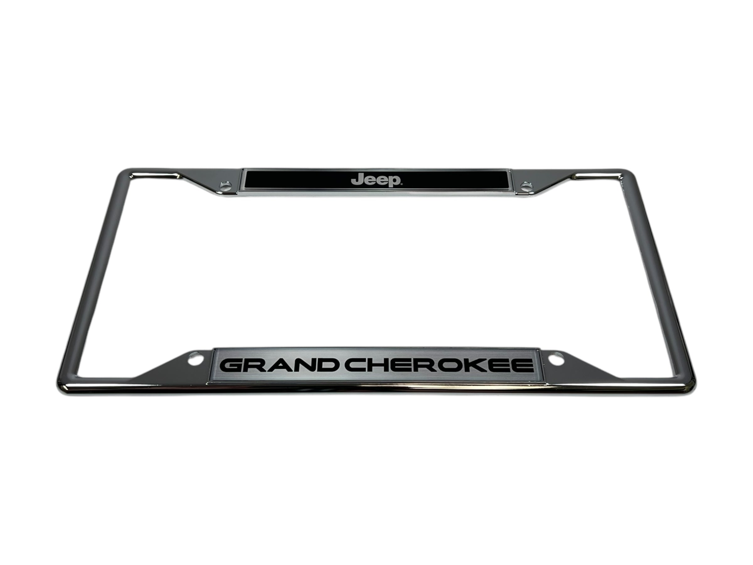 a license plate frame with the word grand cherokee on it