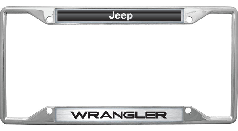 a jeep license plate frame with the word wrangler on it