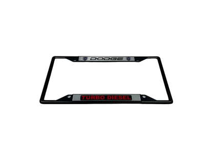 Dodge Turbo Diesel Black License Plate Frame