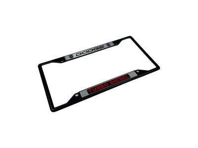 Dodge Turbo Diesel Black License Plate Frame