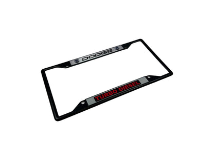 Dodge Turbo Diesel Black License Plate Frame