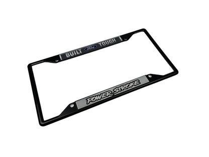 Built Ford Tough Power Stroke Black License Plate Frame