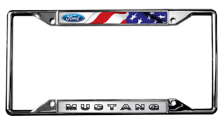 a license plate frame with an american flag on it