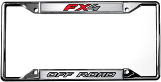 a chrome license plate frame with the word off road on it